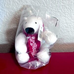 Coca-Cola Polar Bear With Red Knit Scarf 4 inches Brand New In Bag